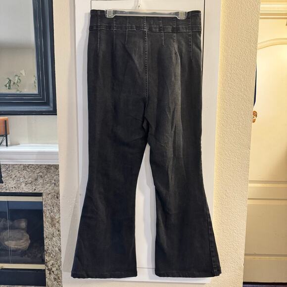We The Free Jayde Flare Jeans High Waisted Stretch Black Size 35 - Picture 9 of 11